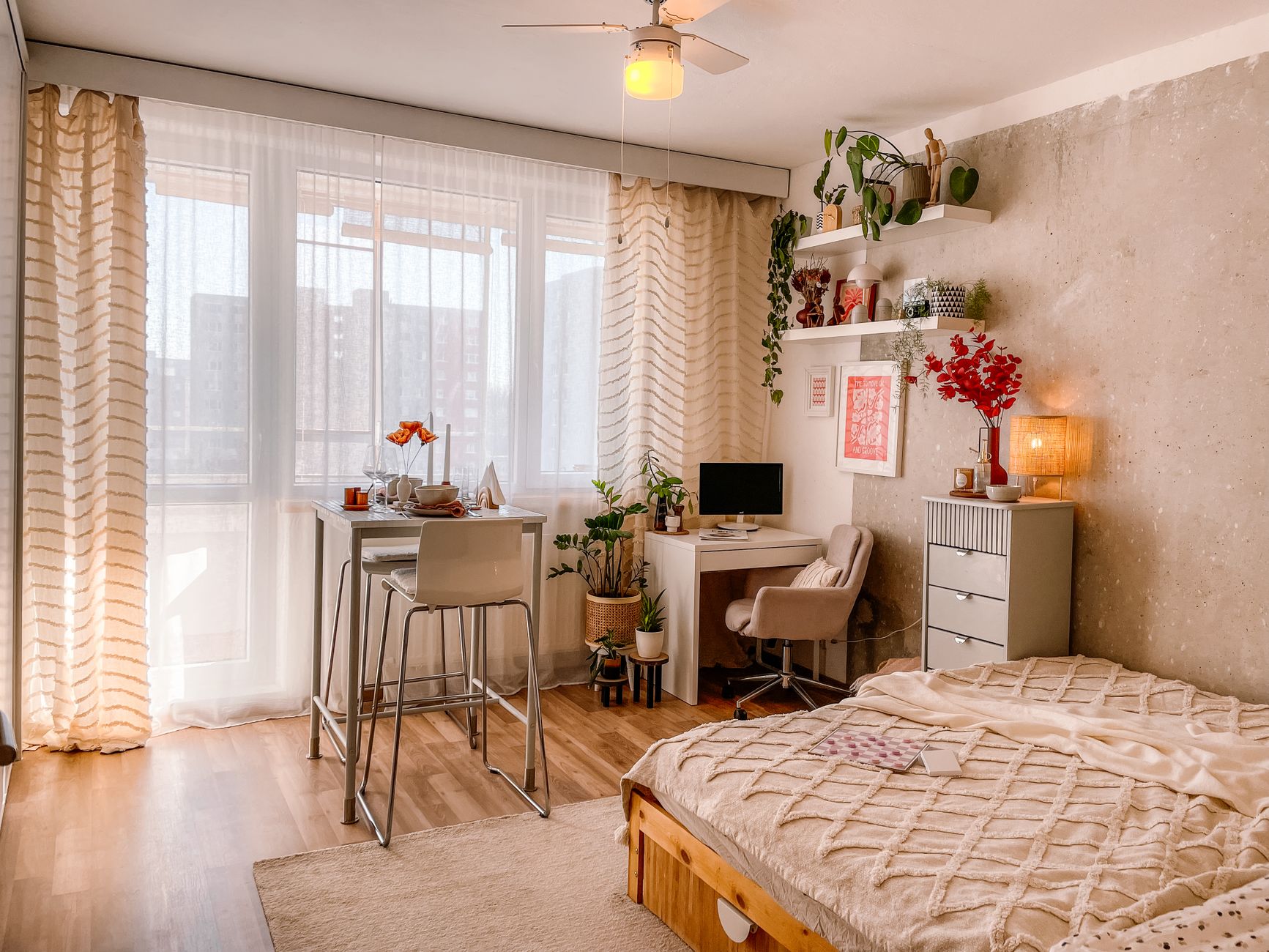 cozy modern scandinavian apartment bedroom interior